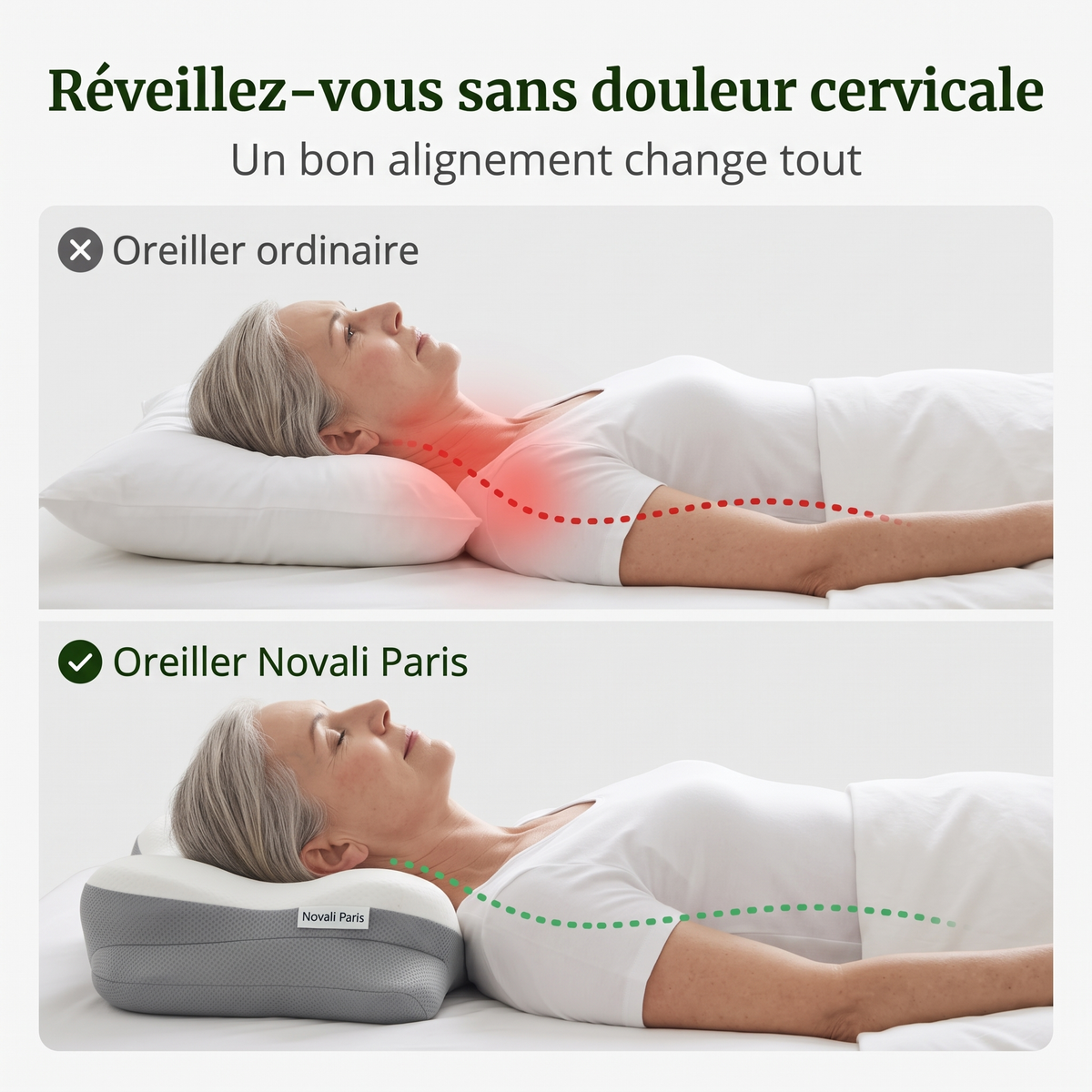 Oreiller cervical à mémoire de forme Novali
